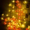 Brillant Rose Fleur Décoratif Guirlande Batterie Cuivre LED Fée Guirlande Lumineuse Pour Noël Décoration De Mariage Événement De Fête 10 PCS