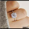 Bröllopsringar Smycken Lyxkudde 925 Sterling Sier Engagement Ring eller Kvinnor Lady Anniversary Gift Smycken Partihandel Moonso R5604 Drop De