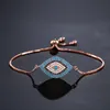 Trendy Turkish Gold Evil Eye Bracelet Pave CZ Blue Eyes Chain Bangles Adjustable Female Party Jewelry