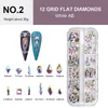 12Grids Nails Flatback Rhinestones 26 stilar DIY Nail Art Diamanter Kristaller Mixed Shape Gems Smycken Hantverk Dekorationer