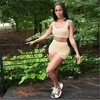 Womens Solid Color Tracksuits Fashion U-neck Sleeveless Vest Tops Shorts Suits Designer Summer Female Fitness Exercise Sports Slim 2Pcs Sets