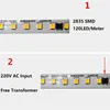 220 В Высокое напряжение 2835 SMD Светодиодная полоса 120LED / M Неудовестен 8 мм 10 мм Ширина для украшения дома 3000K 4000K 6000K