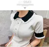 High Street Fashion Koreansk stickad klänning Kvinnor Sommar Pearl Bow Stretch Broderad Flower Pocket Casual Vestidos 210514