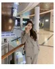Bureau coréen deux pièces costume ensemble femmes printemps double boutonnage blazer + pantalon tenues vêtements de travail mode femme 210518