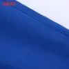 Tangada 여성 세련된 패션 블루 포켓 넓은 다리 바지 빈티지 높은 탄성 허리 여성 바지 Be904 210609