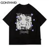 Gonthwid Tshirts Rolig Grimace Face Print Tees Shirts Streetwear Mens Hip Hop Harajuku Casual Bomull Kortärmad Toppar Man 210706