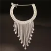 Chokers Luxury Tassel Rhinestone Choker Statement Halsband för kvinnor Fashion Chockers 2021 krage smycken party bröllop halsband