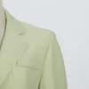 VHH Asymetryczny blezer dla kobiet Notched Collar z długim rękawem Backless Hollow Out Beading Green Coats Style Fashin Fashin 211019
