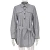 Vintage rayé robe chemise femmes automne hiver bureau dame élégante avec ceinture dames décontractées courtes 210427