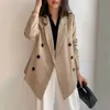 Kobiety Wiosna Moda Blazer Kurtka Khaki Panie Biznes Solidna robota Kurtki Kobiet Odzszenice Topy Streetwear 210608