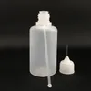 50 ml juice flytande plast droppflaska PE tom nåloljeflaskor med färgglad barnsäker mössa