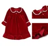 Winter-Velours-Rot-Pyjama, Fancy Sister, Weihnachten, Baby-Mädchen-Nachtwäsche, Rüschen-Kittel-Nachthemd 211109