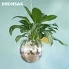 Disco Ball Suspendu Pot de fleur pour plantes d'intérieur Style Bohème Pots de jardinière Corde Miroir Panier Décor de jardin Vase 211130