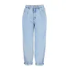 Våren höst mode bomull denim jeans kvinnor hög midja blå retro harem tvättad kontor dam avslappnad kvinna K344 210720