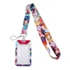 20pcs/lot J2503 Anime Keychain keys Badge ID Mobile Phone Rope Kids Gifts Lanyard With Card Holder Cover For Girls