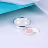 Nouvelle bague coeur émaillé TIF double pendentif coeur bijoux femme G1130