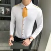 Męskie koszule męskie krawat męski krawat męski Mężczyźni długie rękaw Slim Fit Streetwear Social Solid Solid Color Night Club Party Tuxedo