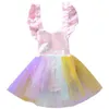 Tjejs klänningar födda baby flicka prinsessan klänning tjejer första födelsedag outfit regnbåge påsk sequined tutu toddler kostym