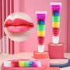 5 in 1 Rainbow Sugar Tasty Lip Gloss Changing Color Sexy Cute Lips Balm Hydrating Roll-on Fruit Essencial Oil Lipgloss