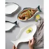 Ceramic Tableware Creative Plate Fish Shaped Dish Snack Storage Fish Pan Fine Dinner Plate Kitchen Accessories