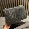Borse a tracolla monospalla in alligatore nero di alta qualità per le donne Taglia M 27x20cm Vieni con la scatola del sacchetto per la polvere Catene d'oro di marca famosa Grande busta186G
