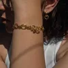 Custom 18k gold plated t-bar gold chunky toggle chain bracelet Custom brass women jewelry customized