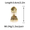 Vintage Hängande Örhängen Guldfärg Alloy Bell Drop Pearl Örhängen Kvinna Smycken Tillbehör 2021 Indisk Stil Pendientes Present