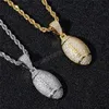 Hip Hop Iced Out Football Pendant Necklace Gold Silver Plated Mens Bling Sport Jewelry Gift2234455