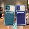 Slot per schede Custodie per telefoni cellulari traslucidi ultra sottili e setosi Thin Hybrid Matte PC TPU Cover rigida per iPhone 12 Mini 11 Pro Max XR XS X 8 7 6 Plus