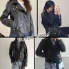 Jesień Pu Faux Soft Skórzana Krótka Krótka Kurtka Kobiety Casual Turn Down Collar Moto Biker Zipper Loose Fioletowy płaszcz z pasem 210430