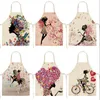 DIY Lady Ev Pinafore Mutfak Pamuk Keten Yıkanabilir Önlükler Çiçekler Bisiklet Baskılı Daidle Lace Up Kadınlar Pişirme Aksesuarları 8 5 Mya G2