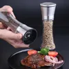 Premium Stainless Steel Salt and Pepper Grinder Shakers Glass Body Spice And Mill with Adjustable Ceramic Rotor 210611