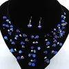 Earrings & Necklace Gorgeous Beaded Multi Strand And Drop/Dangle Earring Set-Blue
