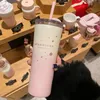 2021 Starbucks Gradient Sakura Kubki Różowa Biała Słoma ze stali nierdzewnej