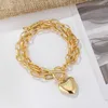 Chaîne de liaison LOVR Fashion Bracelets for Women Love Heart Gold Color Metal Déclaration Metal Chains Femme Dîner profond Bijoux Kent22