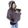 ベビーキャリアフーディーカンガルーパーカー女性スウェットコート妊娠中の女性の猫と抱きしめる袋パーカー女性コート843 V2