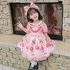 3 stks Lolita Meisjes Jurk Kids Cherry Printed Jurken Baby Prinses Zuigeling Verjaardag Doop Baljurken Kinderen Boutique Kleding 210615