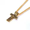 U7 Crucifix Jesus Cross Pendants Halsband Guldfärg StainLSteel Kedja Vintage Katolska Kyrka Religiösa män Smycken P119 X0707