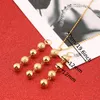 Colliers et boucles d'oreilles avec pendentif en perles givrées pour femmes et adolescentes, ensemble de bijoux avec boules rondes en or, cadeaux de fête