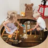 Carpets Brown Bookcase Candle Retro Style Round Carpet Kids Area Rug Anti-slip Floor Mat For Bedroom Living Room Home Decor