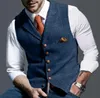 Mens Suit Vest Notched Plaid Wool Herringbone Tweed Waistcoat Casual Formal Business Groomman For Wedding Men's Vests225x