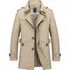 Heren zakelijke jas mode herfst mannen lange katoenen windjack jassen overjas mannelijke casual winter trench uitloper jas 210928