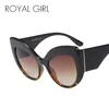 ROYAL GIRL Oversize Cat Eye Sunglasses Women Brand Designer Black Leopard Eyeglasses Men Vintage Acetate Frame Sun Glasses