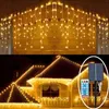 6 m 288led luzes solar luzes de Natal icicle string luzes à prova d 'água da cortina para casa pátio pátio jardim festa de casamento H1029