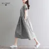 Japansk mori tjej sommar kvinnor elegant klänning svart röd pläd spets upp femininos vestidos vintage bomull linne med fickor 210520
