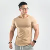 T-shirts pour hommes Muscle Brothers Pure Color T-shirt à manches courtes pour hommes Col rond Sports Casual Slim T-shirts