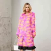 Women Faux Fur Jacket Multicolor Sparkling Long Sleeve Fourrure Femme Fluffy Hairy Warm Fake Coat Winter Slim Outerwear 211220