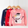 女の子ヨーロッパ漫画クリスマス赤雪だるまプルオーバーボトリングセーター幼児女の子秋の服2021幼児女の子のセーターY1024