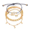 Bracelets bohème en perles dorées pour femmes, chaîne à maillons, multicouches, à la mode, ensemble de bracelets à breloques, bijoux Punk