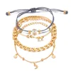 Bohemian Gold Beads Pearl Link Chain Armband för kvinnor Mode Multilayer Armband Set Charm Bangles Smycken Punk